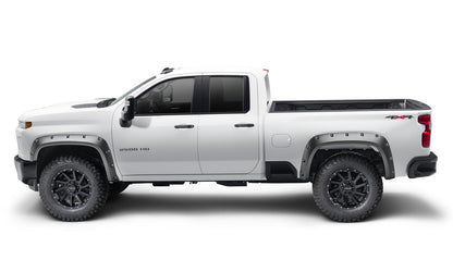 Black Forge Pocket/Rivet Textured Finish 4-Pc Fender Flare Set For 20-26 Chevrolet Silverado 2500/3500 Bushwacker-3