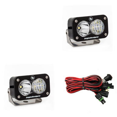 S2 Pro Black LED Light Pod Pair (Driving/Combo, Clear) Baja Designs