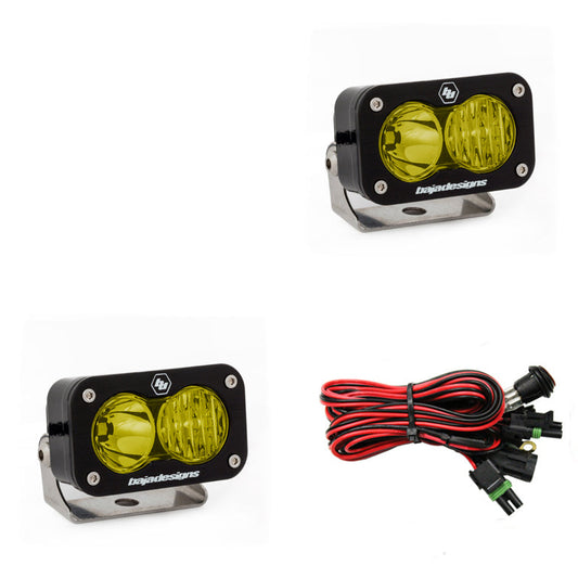 S2 Pro Black LED Light Pod Pair (Driving/Combo; Amber) Baja Designs