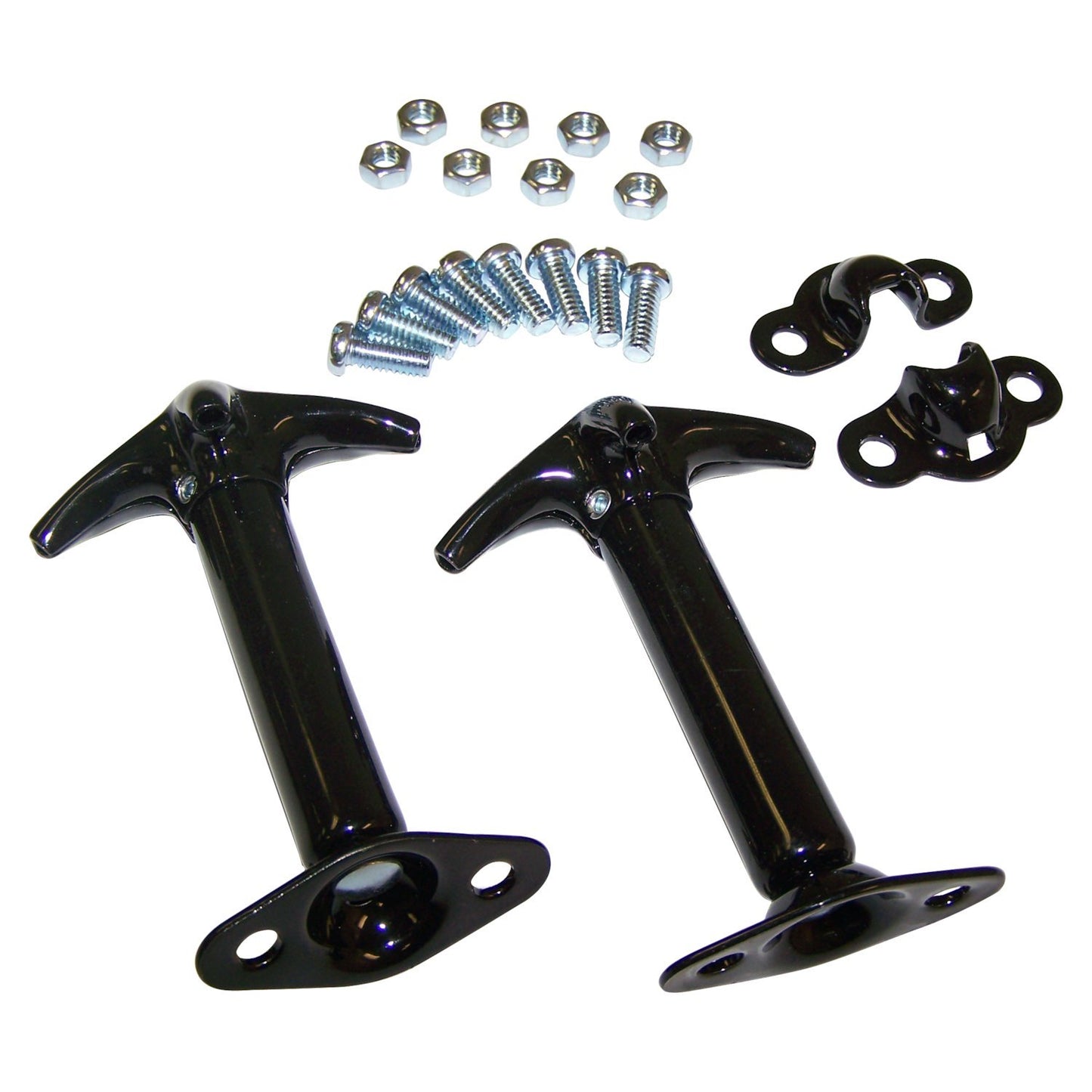 Black Hood Catch Kit for 41-95 Jeep MB, CJs, YJ Wrangler Crown Automotive