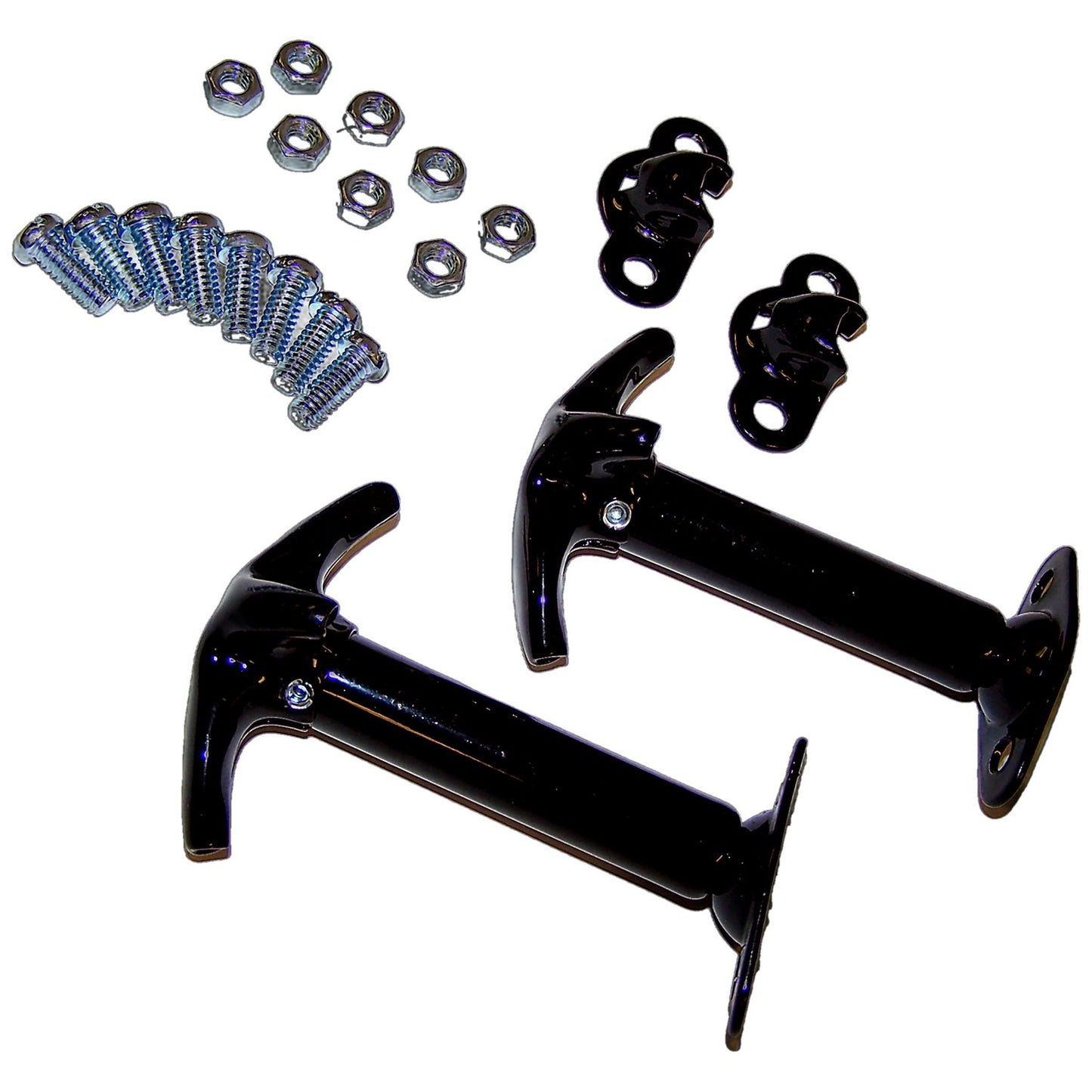 Black Hood Catch Kit for 41-95 Jeep MB, CJs, YJ Wrangler Crown Automotive-1