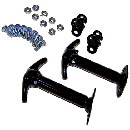 Black Hood Catch Kit for 41-95 Jeep MB, CJs, YJ Wrangler Crown Automotive-1