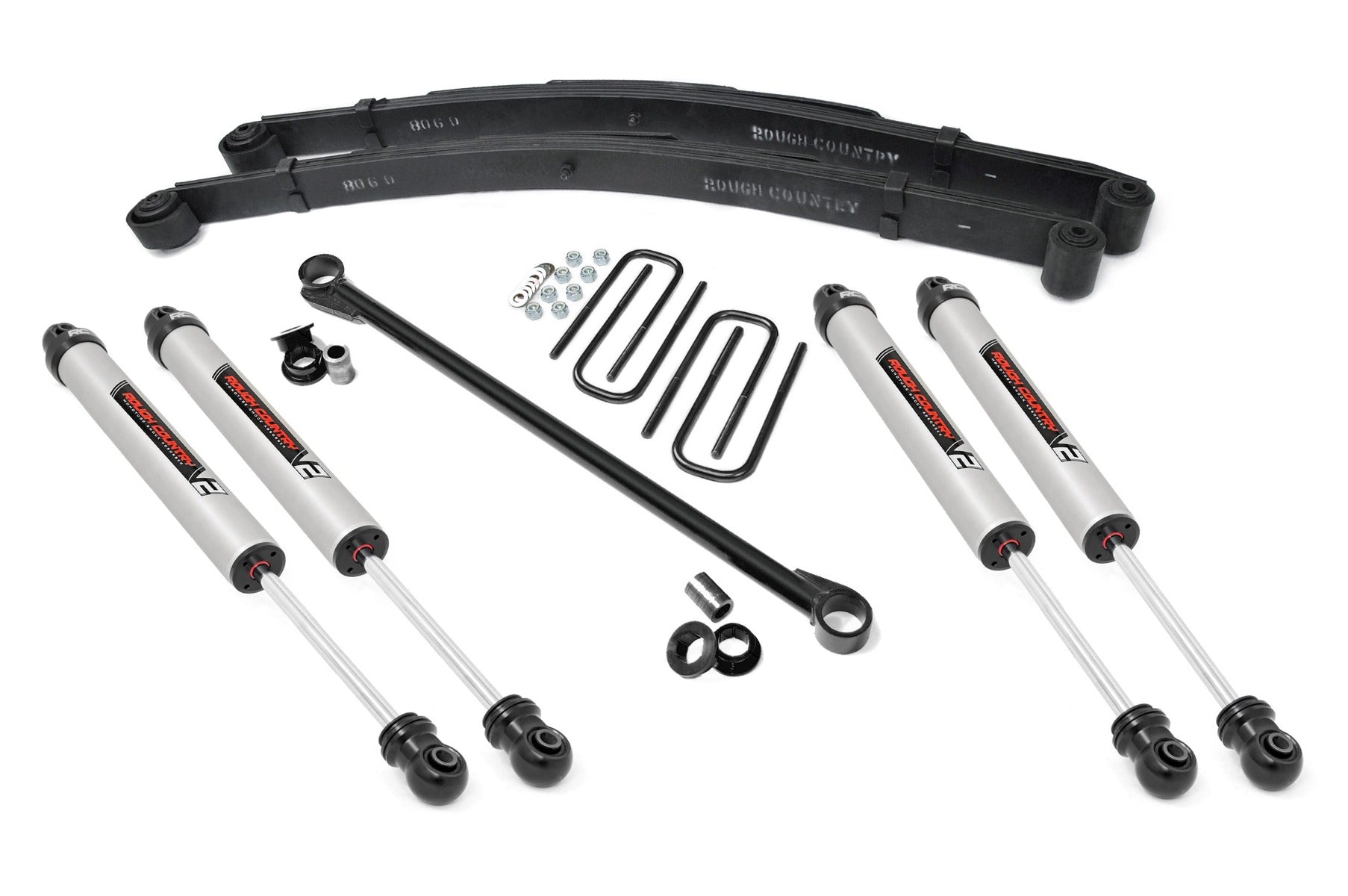 Rough Country 2.5 Inch Ford Leveling Lift Kit w/ V2 Shocks (99-04 F-250/350 4WD) Rough Country