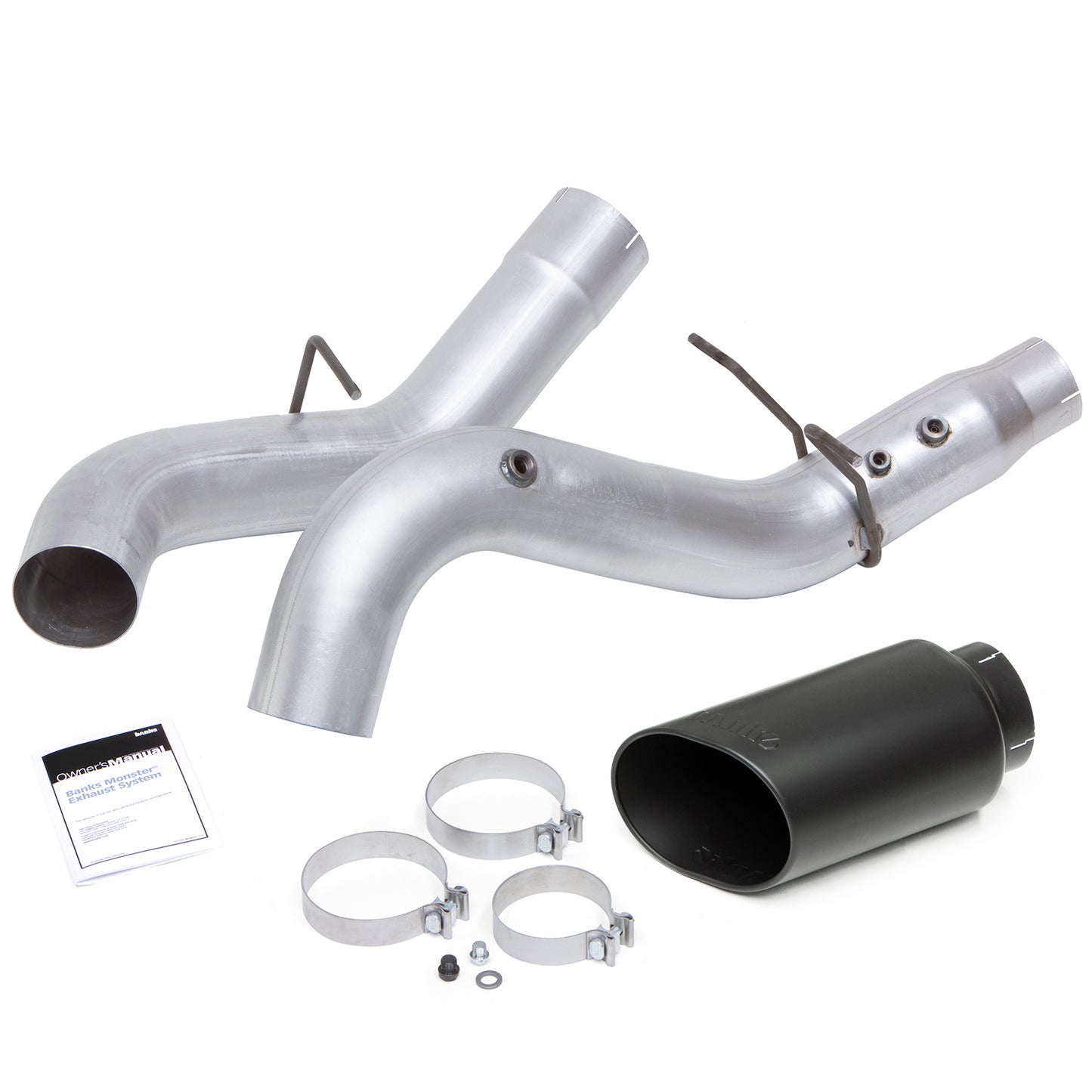 Monster Exhaust System 5-inch Single Exit Black Tip 2017- 2019 Chevy/GMC 2500/3500 Duramax 6.6L L5P Banks Power-1