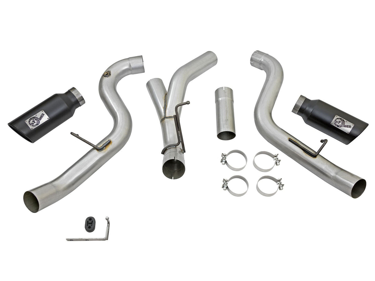 Atlas 4 Inch Aluminized Steel Dpf-Back Exhaust System w/Black Tip GM Diesel Trucks 2016 V8-6.6L (td) Lml aFe Power-3
