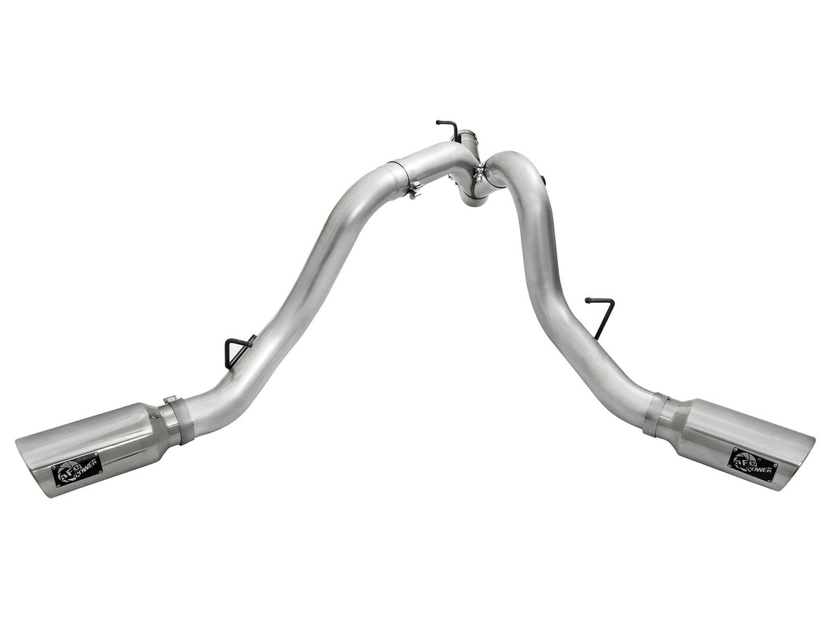 Atlas 4 Inch Aluminized Steel Dpf-Back Exhaust System w/Polished Tip GM Diesel Trucks 2016 V8-6.6L (td) Lml aFe Power-1