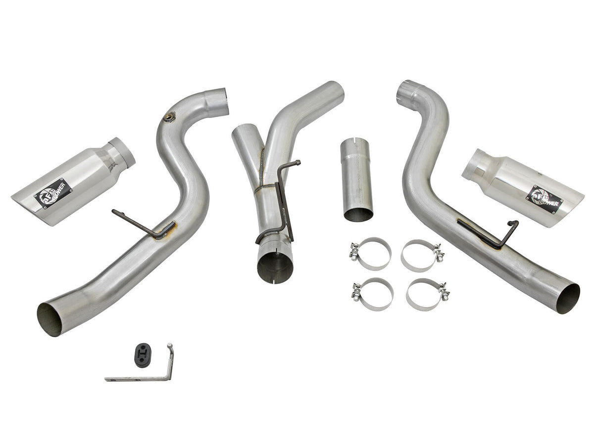 Atlas 4 Inch Aluminized Steel Dpf-Back Exhaust System w/Polished Tip GM Diesel Trucks 2016 V8-6.6L (td) Lml aFe Power-3