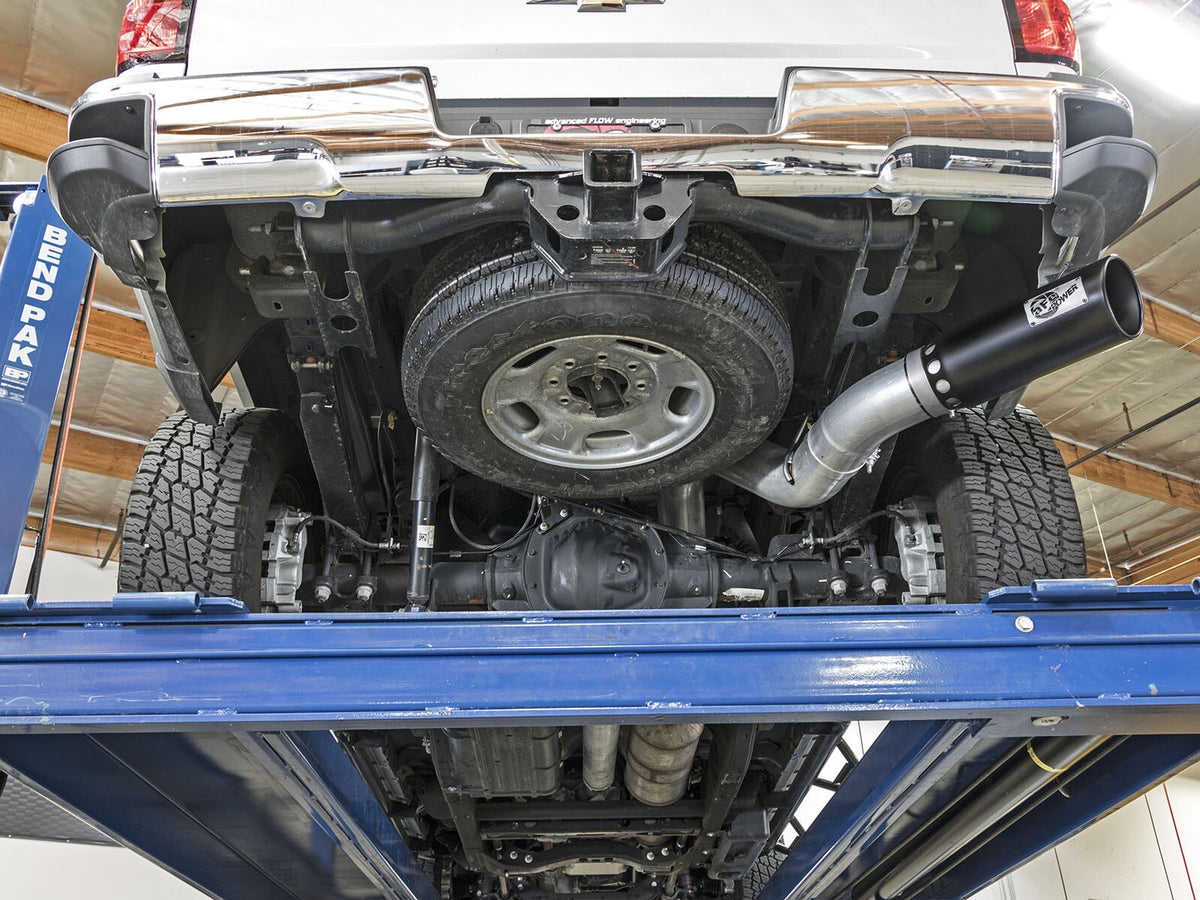 Atlas 5 Inch Aluminized Steel Dpf-Back Exhaust System w/Black Tip GM Diesel Trucks 2016 V8-6.6L (td) Lml aFe Power-6
