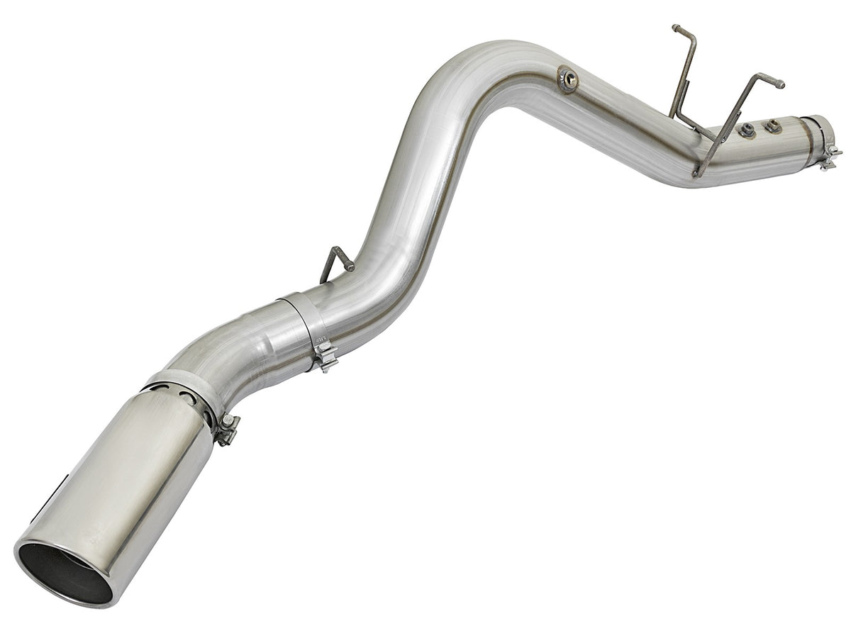Atlas 4 Inch Aluminized Steel Dpf-Back Exhaust System w/ Polished Tip GM Diesel Trucks 17-19 V8-6.6L (td) L5P Single Rear Exit Position aFe Power-1