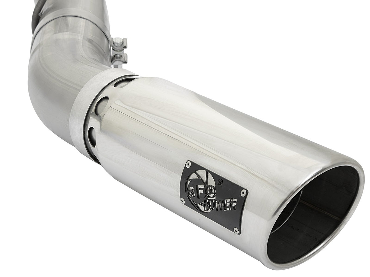 Atlas 4 Inch Aluminized Steel Dpf-Back Exhaust System w/ Polished Tip GM Diesel Trucks 17-19 V8-6.6L (td) L5P Single Rear Exit Position aFe Power-3