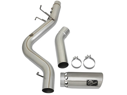 Atlas 4 Inch Aluminized Steel Dpf-Back Exhaust System w/ Polished Tip GM Diesel Trucks 17-19 V8-6.6L (td) L5P Single Rear Exit Position aFe Power-5