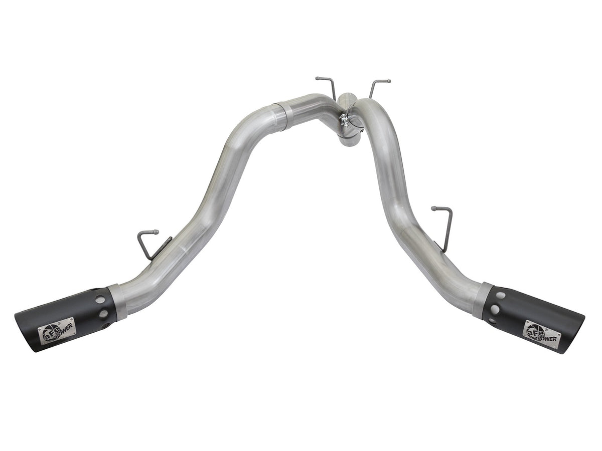 Atlas 4 Inch Aluminized Steel Dpf-Back Exhaust System w/ Black Tip GM Diesel Trucks 17-19 V8-6.6L (td) L5P aFe Power-1