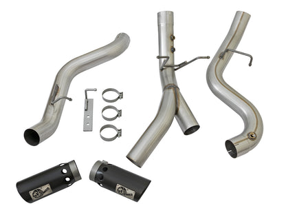 Atlas 4 Inch Aluminized Steel Dpf-Back Exhaust System w/ Black Tip GM Diesel Trucks 17-19 V8-6.6L (td) L5P aFe Power-5