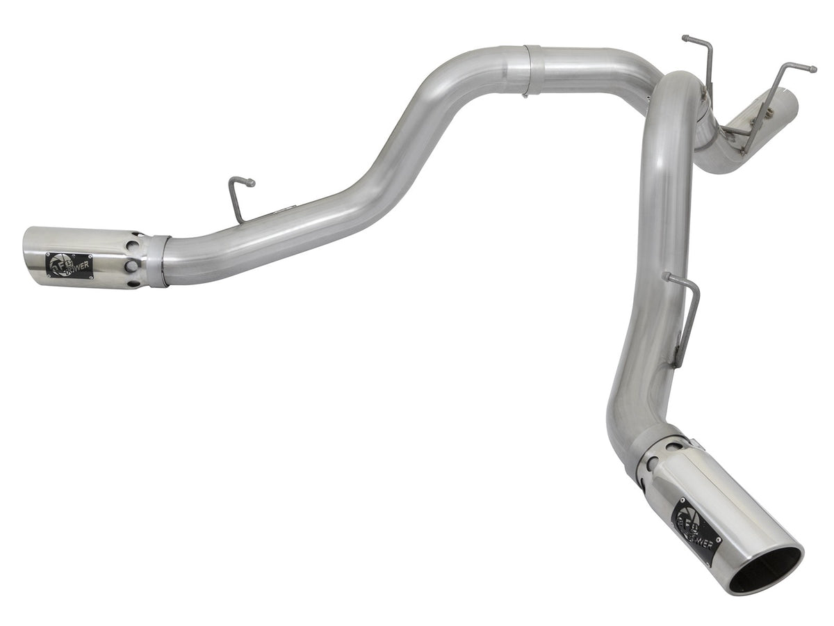 Atlas 4 Inch Aluminized Steel Dpf-Back Exhaust System w/ Polished Tip GM Diesel Trucks 17-19 V8-6.6L (td) L5P Dual Rear Exit Position aFe Power