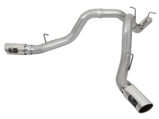 Atlas 4 Inch Aluminized Steel Dpf-Back Exhaust System w/ Polished Tip GM Diesel Trucks 17-19 V8-6.6L (td) L5P Dual Rear Exit Position aFe Power