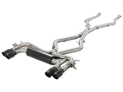 Mach Force-Xp 3-1/2 Inch 304 Stainless Steel Cat-Back Exhaust System w/ Black Tip BMW X5 M (F85) / X6 M (F86) 15-19 V8-4.4L (tt) S63 aFe Power