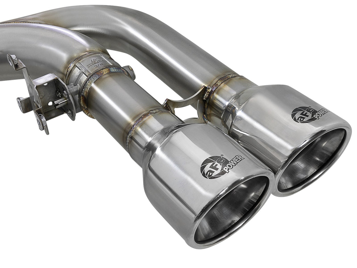 Mach Force-Xp 3-1/2 Inch 304 Stainless Steel Cat-Back Exhaust w/ Polished Tip BMW X5 M (F85) / X6 M (F86) 15-19 V8-4.4L (tt) S63 Aggressive Sound Level aFe Power-1
