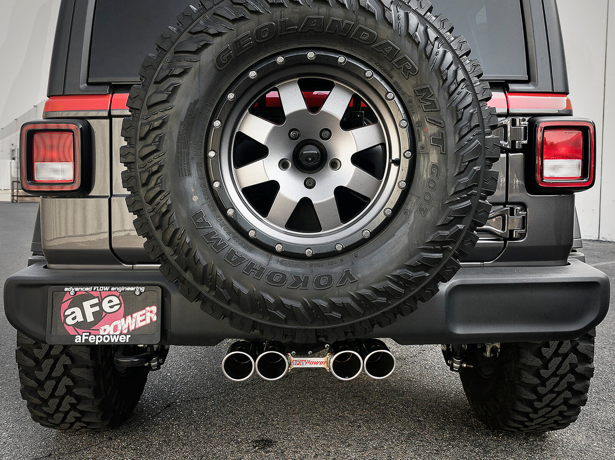 Rebel Series 2-1/2 Inch 304 Stainless Steel Cat-Back Exhaust w/ Polished Tip Jeep Wrangler (Jl) 18-26 V6-3.6L Rear center aFe Power-5