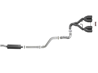 Rebel Series 2-1/2 Inch 304 Stainless Steel Cat-Back Exhaust System w/ Black Tip Jeep Wrangler (Jl) 18-26 V6-3.6L Split rear aFe Power-2