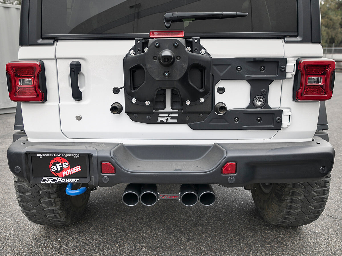 Rebel Series 2-1/2 Inch 304 Stainless Steel Cat-Back Exhaust System w/ Black Tip Jeep Wrangler (Jl) 18-26 V6-3.6L Split rear aFe Power-4