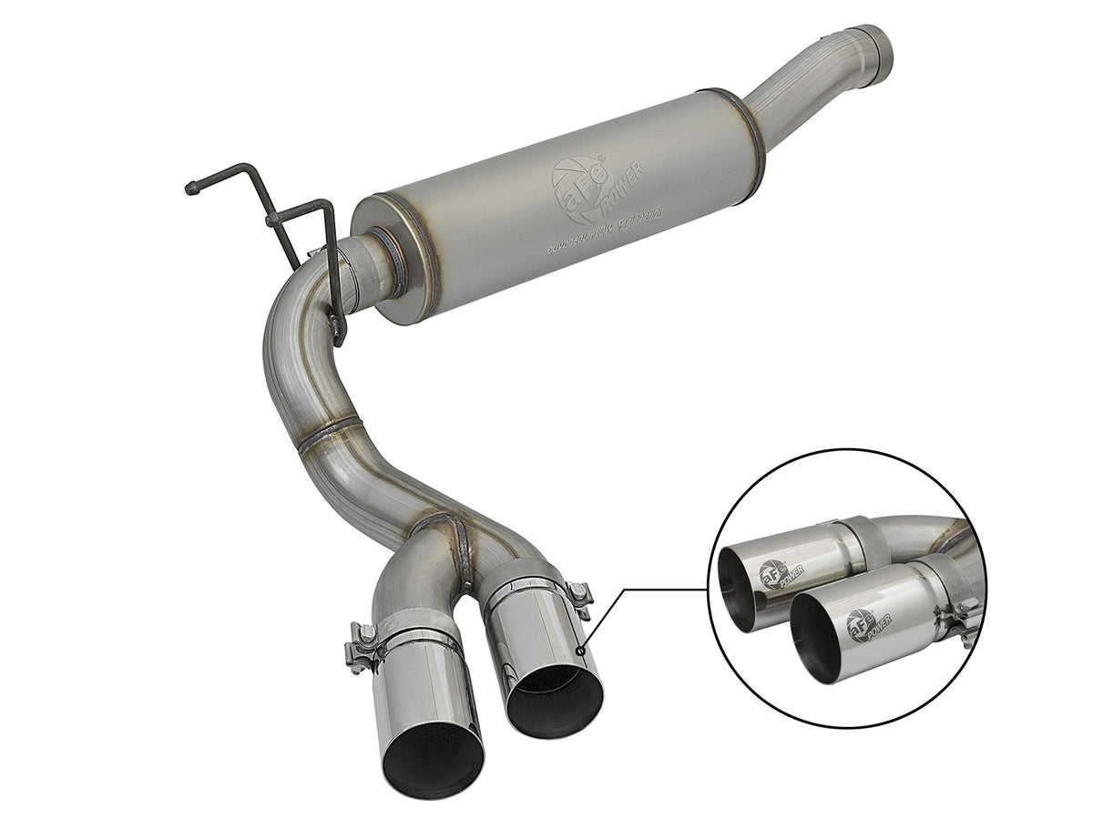 Rebel Series 3-1/2 Inch Stainless Steel Cat-Back Exhaust System w/ Tip Ram 2500/3500 14-18 V8-6.4L Hemi aFe Power