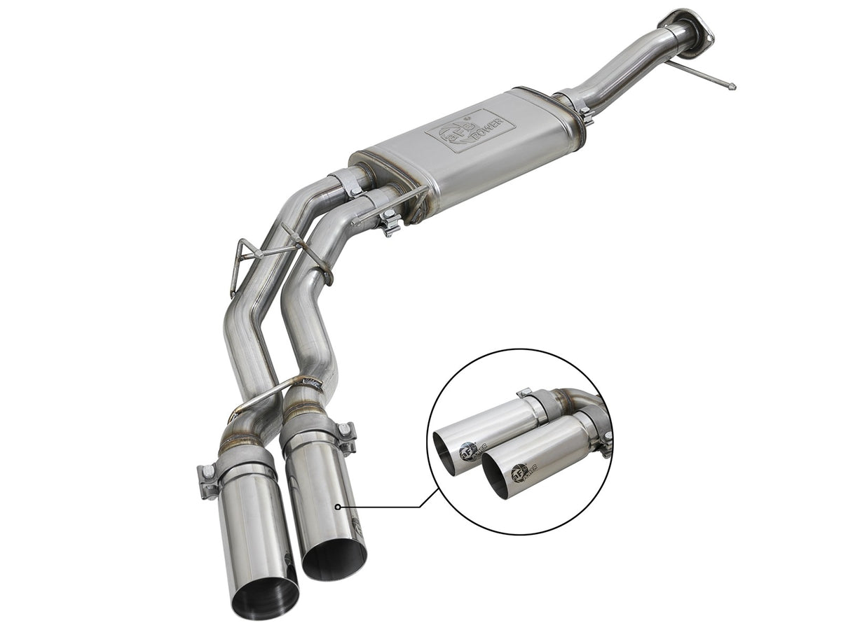 Rebel Series 3 Inch to 2-1/2 Inch 409 Stainless Steel Cat-Back Exhaust w/ Tip Ford F-150 11-14 V6-3.5L (tt) aFe Power