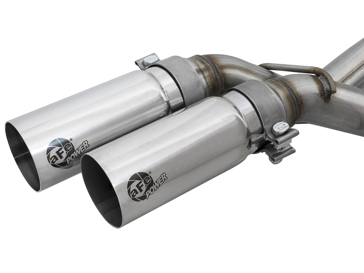 Rebel Series 3 Inch to 2-1/2 Inch 409 Stainless Steel Cat-Back Exhaust w/ Tip Ford F-150 11-14 V6-3.5L (tt) aFe Power-1