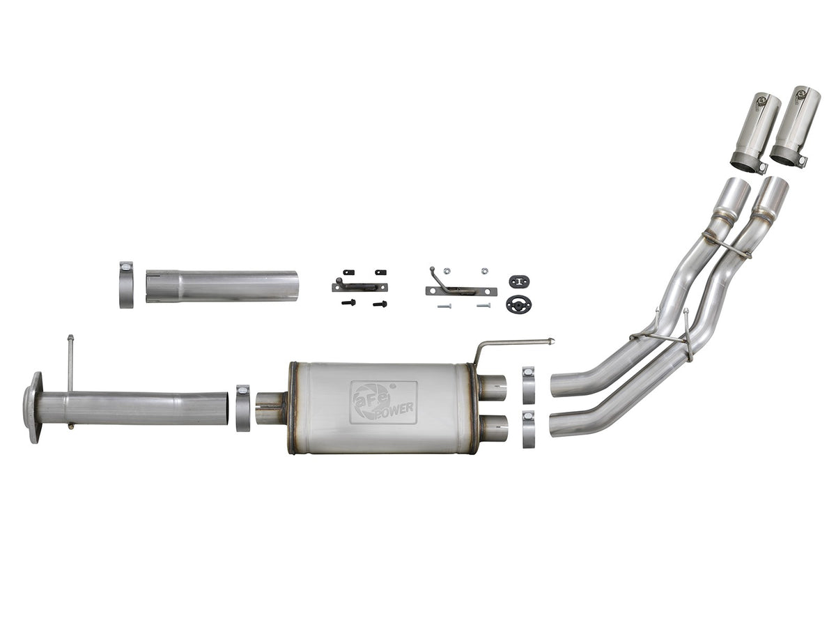 Rebel Series 3 Inch to 2-1/2 Inch 409 Stainless Steel Cat-Back Exhaust w/ Tip Ford F-150 11-14 V6-3.5L (tt) aFe Power-4