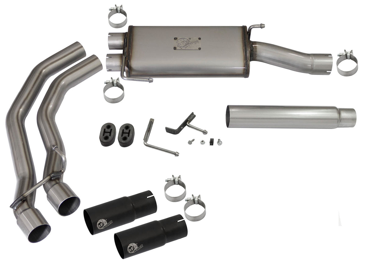 Rebel Series 3 Inch to 2-1/2 Inch 409 Stainless Steel Cat-Back Exhaust w/ Polish Tip Ford F-150 04-08 V8-4.6/5.4L aFe Power-12