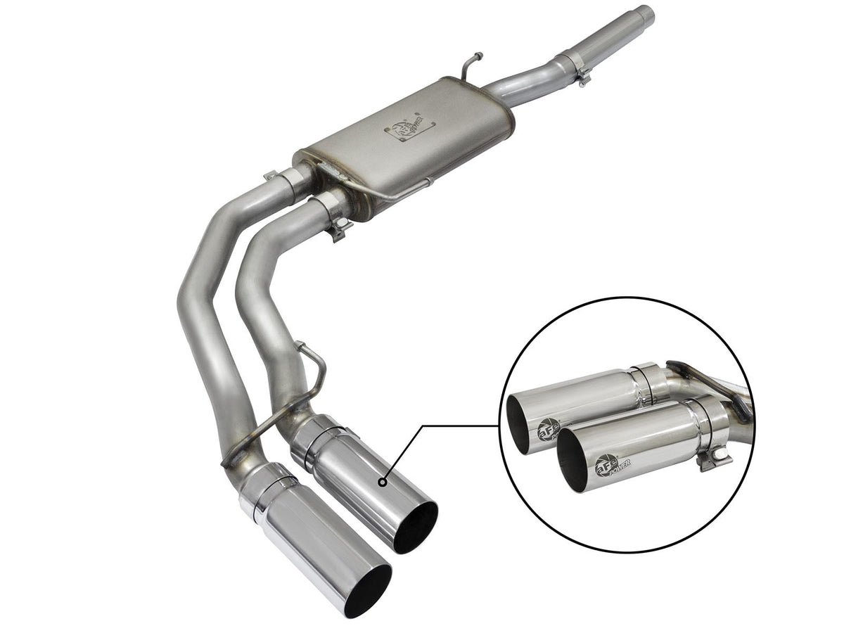 Rebel Series 3 Inch to 2-1/2 Inch 409 Stainless Steel Cat-Back Exhaust w/ Polish Tip Ford F-150 04-08 V8-4.6/5.4L aFe Power