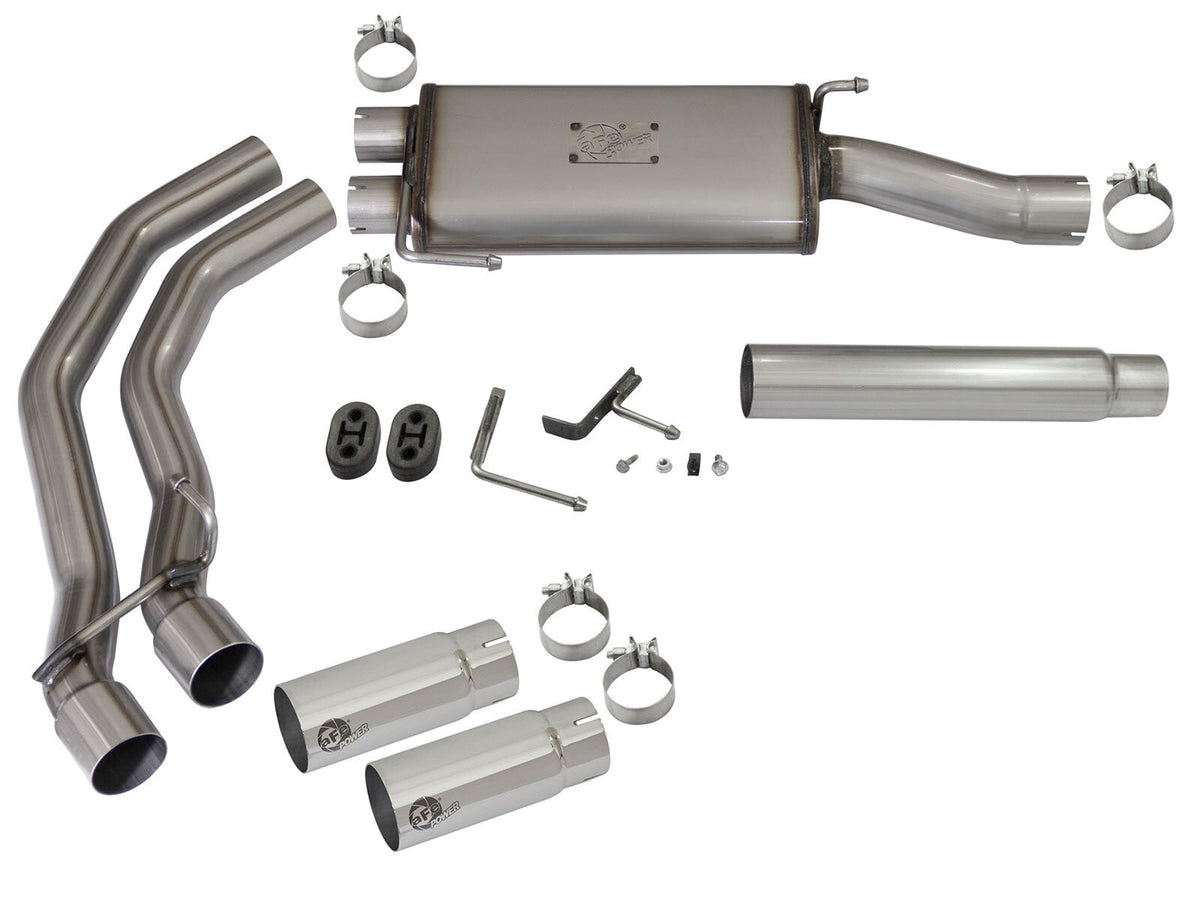 Rebel Series 3 Inch to 2-1/2 Inch 409 Stainless Steel Cat-Back Exhaust w/ Polish Tip Ford F-150 04-08 V8-4.6/5.4L aFe Power-5