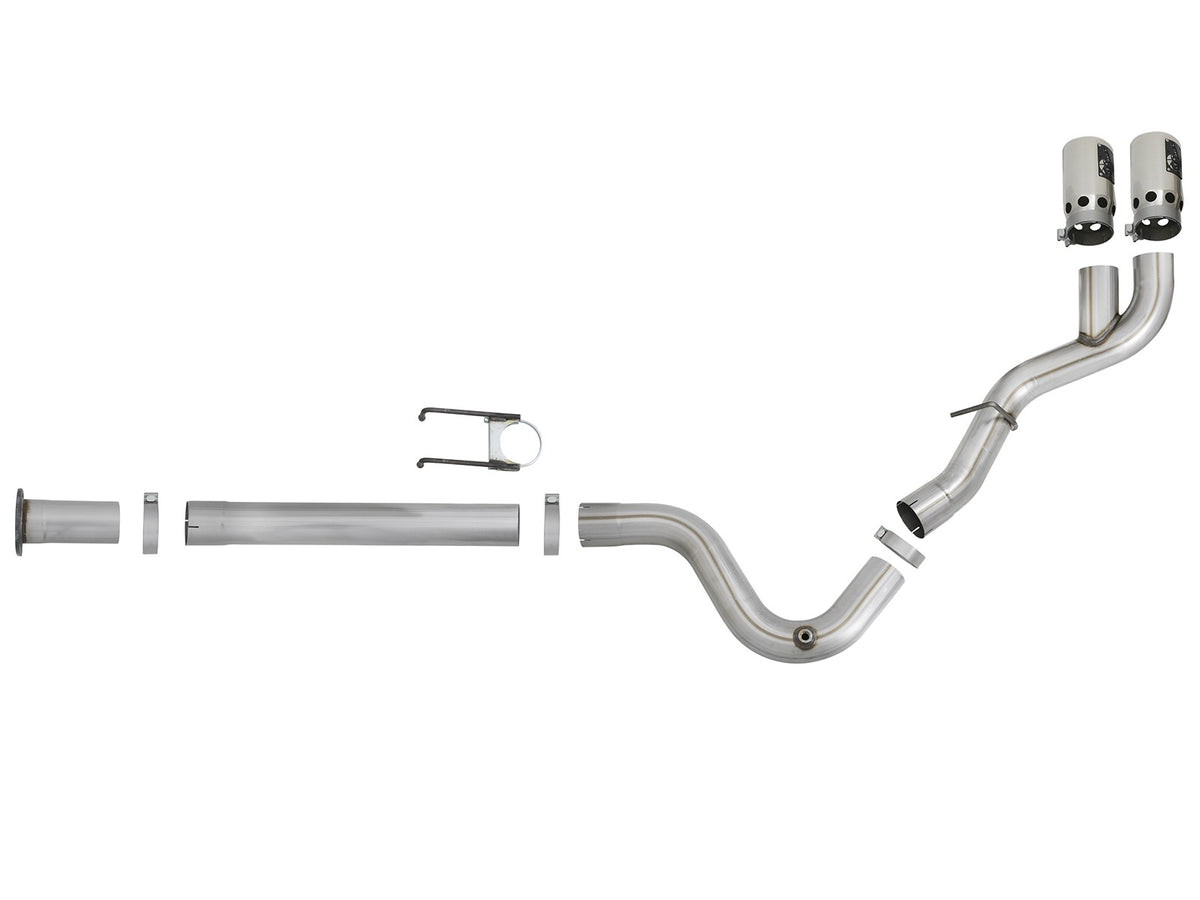Rebel Xd Series 4 Inch 409 Stainless Steel Dpf-Back Exhaust w/Dual Tips Ford Diesel Trucks 17-26 V8-6.7L (td) aFe Power-4