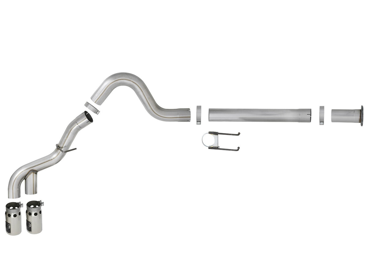 Rebel Xd Series 4 Inch 409 Stainless Steel Dpf-Back Exhaust w/Dual Tips Ford Diesel Trucks 11-14 V8-6.7L (td) aFe Power-4