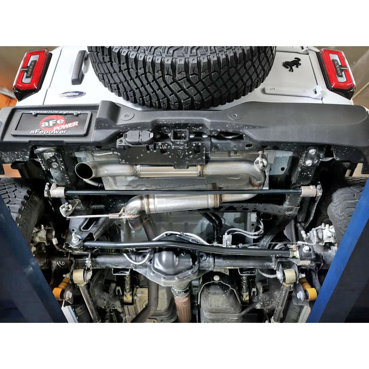 AFE 21-Up Bronco Axle-Back Exhaust System High-Clearance For Use With Bronco Rear Antirock Sway Bar System RockJock 4x4-1
