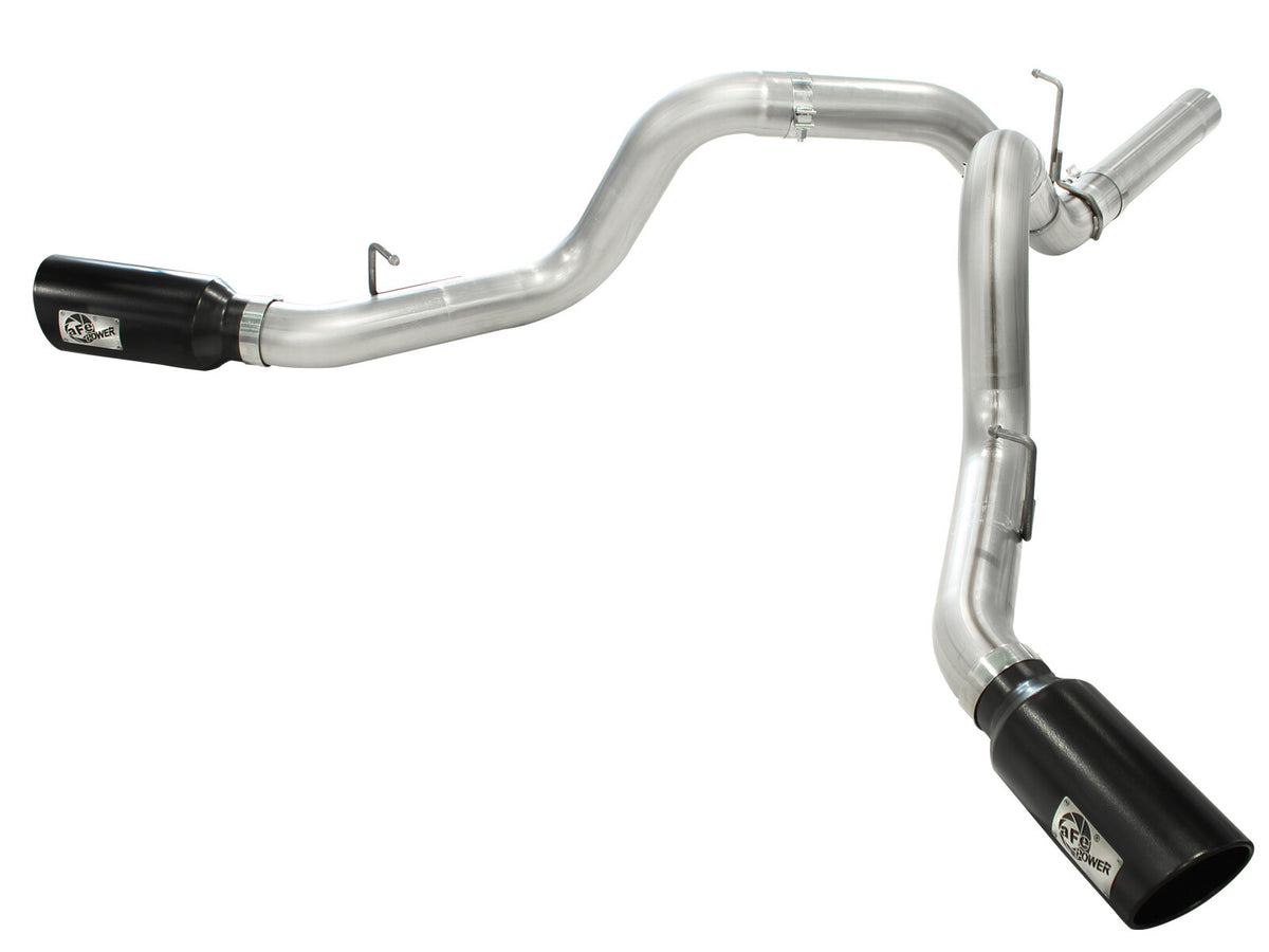 Large Bore-HD 4 Inch 409 Stainless Steel Dpf-Back Exhaust System w/ Tip GM Diesel Trucks 11-16 V8-6.6L (td) Lml aFe Power-5