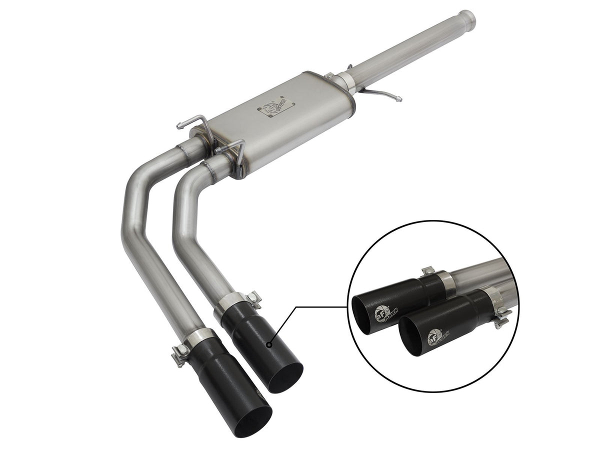 Rebel Series 3 Inch to 2-1/2 Inch 409 Stainless Steel Cat-Back Exhaust w/ Polish Tip Silverado/Sierra 1500 09-18 Crew Cab & Ext Cab V6-4.3/V8-4.8/5.3L aFe Power-7