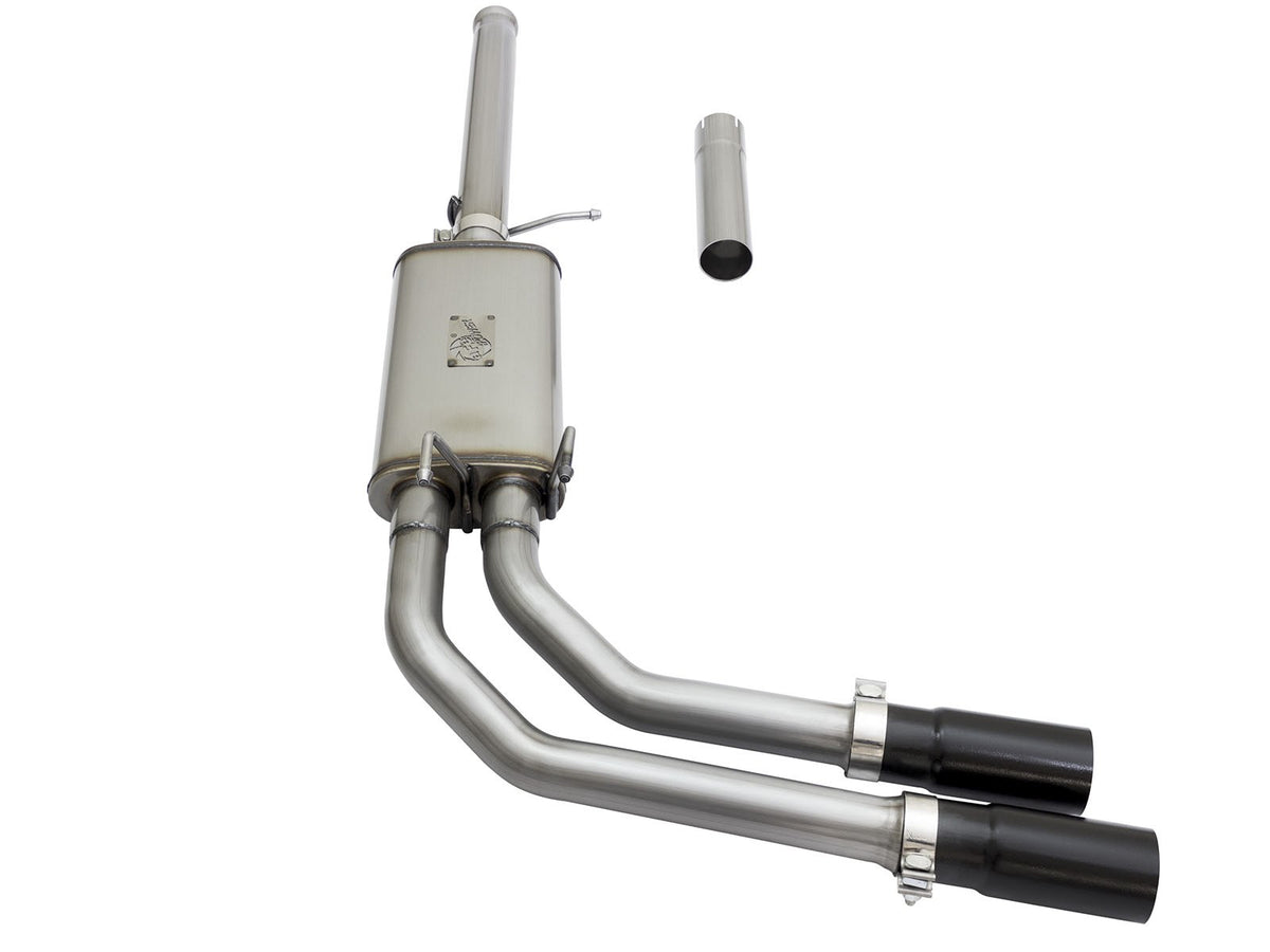 Rebel Series 3 Inch to 2-1/2 Inch 409 Stainless Steel Cat-Back Exhaust w/ Polish Tip Silverado/Sierra 1500 09-18 Crew Cab & Ext Cab V6-4.3/V8-4.8/5.3L aFe Power-8