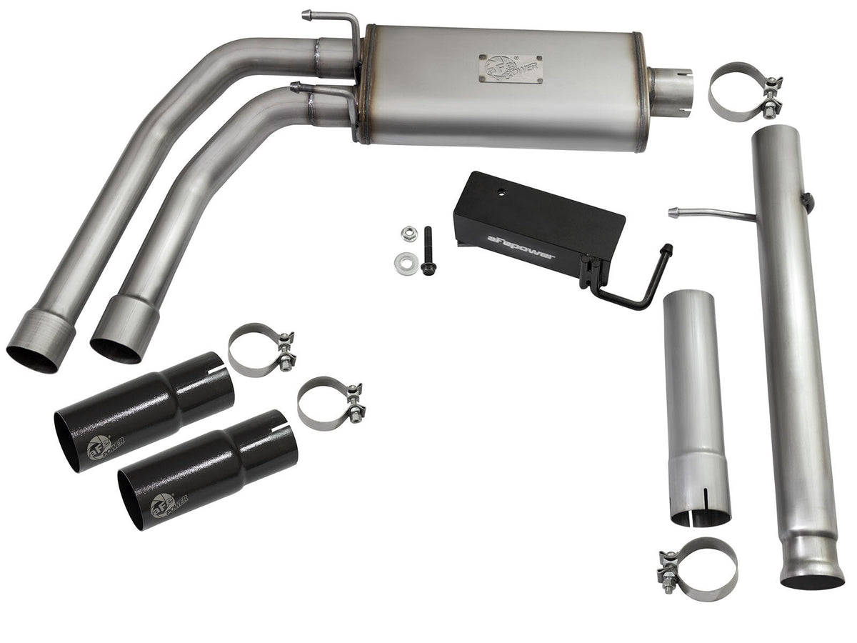 Rebel Series 3 Inch to 2-1/2 Inch 409 Stainless Steel Cat-Back Exhaust w/ Polish Tip Silverado/Sierra 1500 09-18 Crew Cab & Ext Cab V6-4.3/V8-4.8/5.3L aFe Power-12