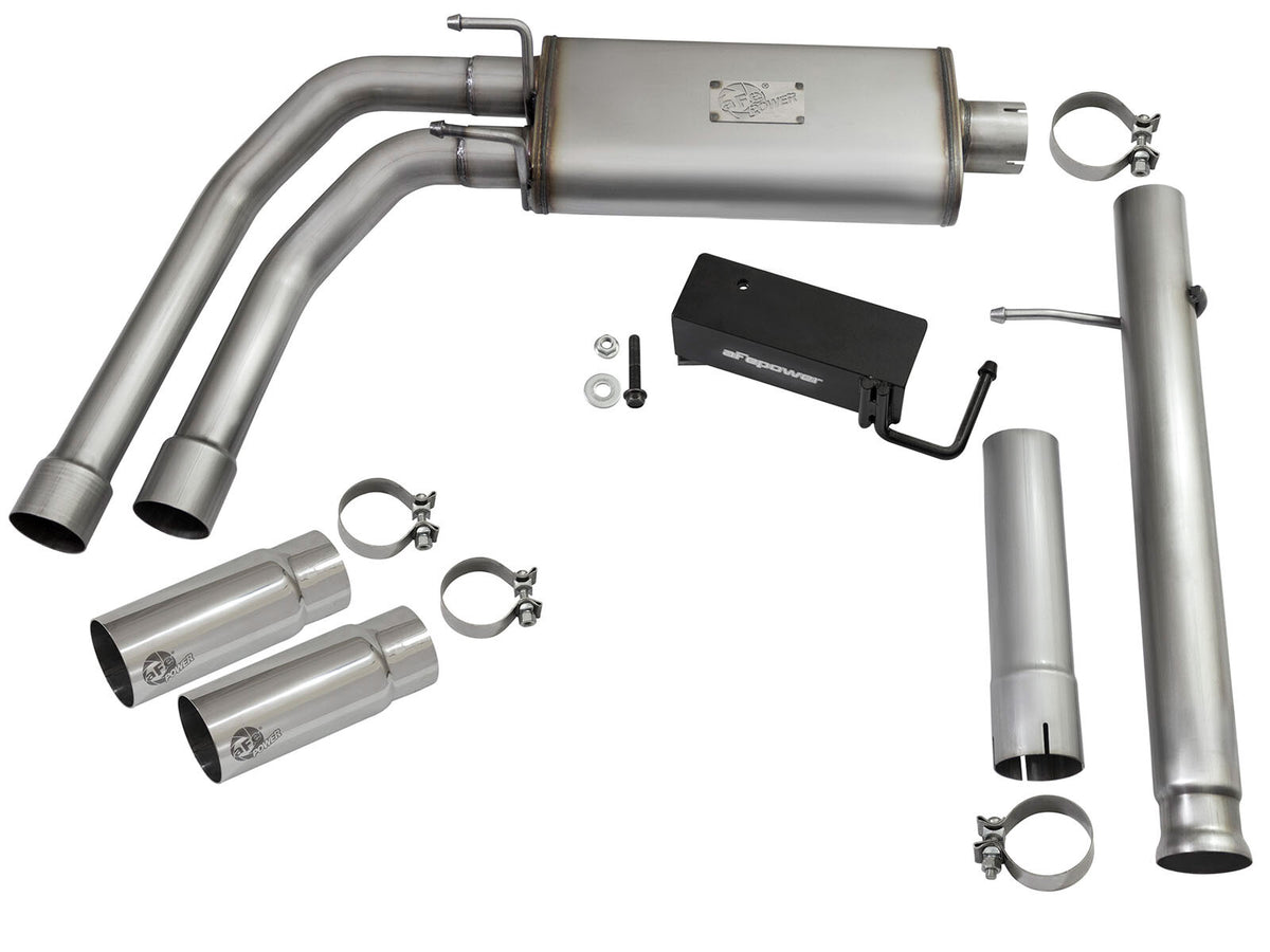 Rebel Series 3 Inch to 2-1/2 Inch 409 Stainless Steel Cat-Back Exhaust w/ Polish Tip Silverado/Sierra 1500 09-18 Crew Cab & Ext Cab V6-4.3/V8-4.8/5.3L aFe Power-5