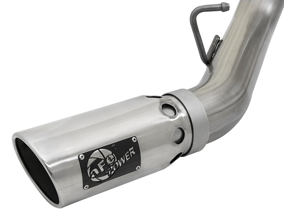Large Bore-HD 4 Inch 409 Stainless Steel Dpf-Back Exhaust w/Dual Polished Tips GM Diesel Trucks 17-19 V8-6.6L (td) L5P aFe Power-3