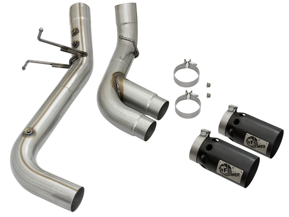 Rebel Xd Series 4 Inch 409 Stainless Steel Dpf-Back Exhaust w/Dual Tips GM Diesel Trucks 17-19 V8-6.6L (td) L5P aFe Power-13