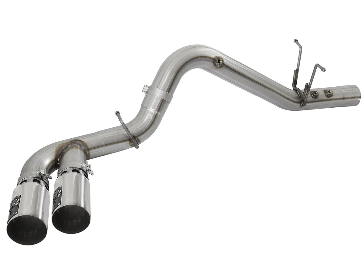 Rebel Xd Series 4 Inch 409 Stainless Steel Dpf-Back Exhaust w/Dual Tips GM Diesel Trucks 17-19 V8-6.6L (td) L5P aFe Power-1
