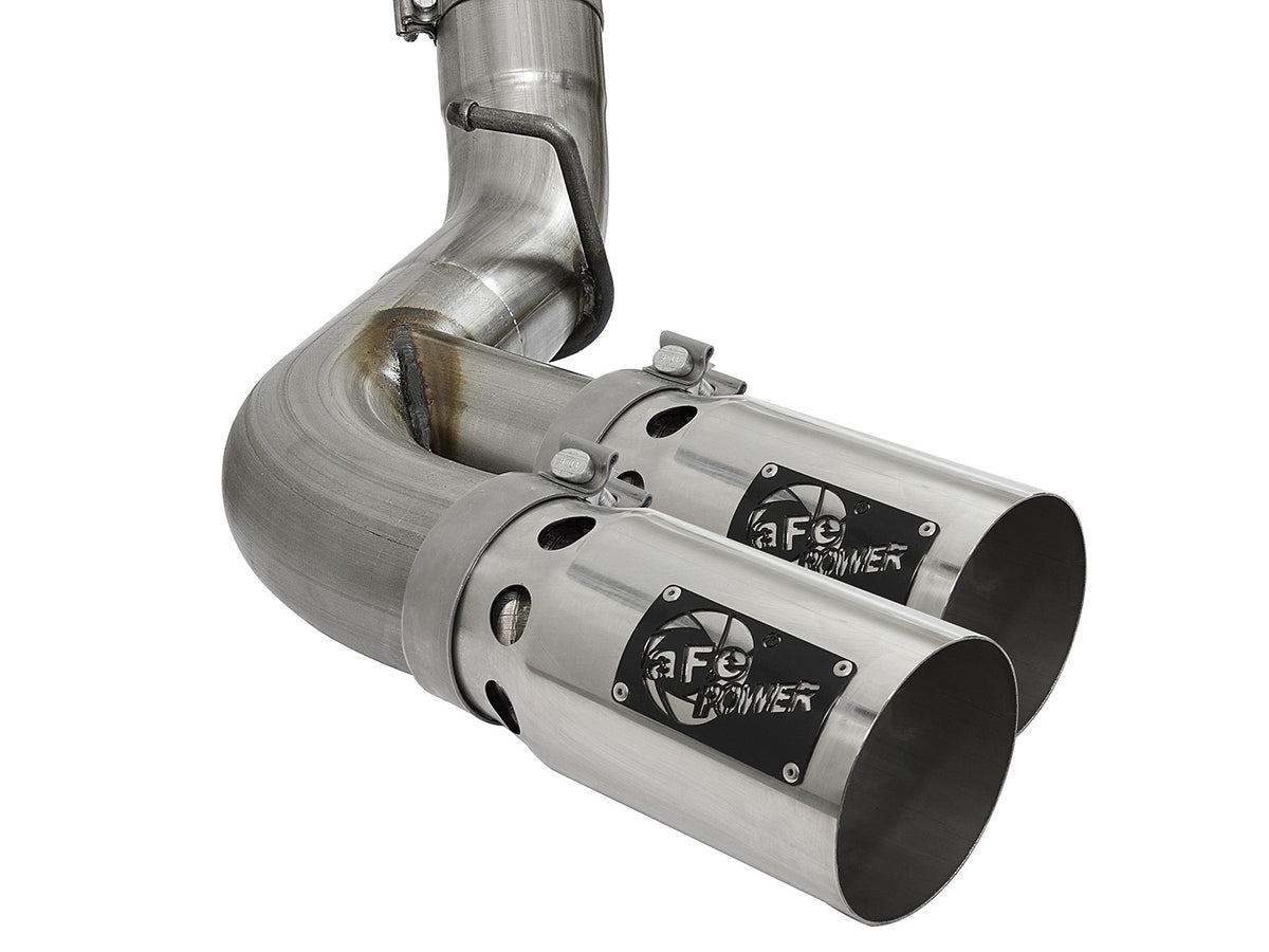 Rebel Xd Series 4 Inch 409 Stainless Steel Dpf-Back Exhaust w/Dual Tips GM Diesel Trucks 17-19 V8-6.6L (td) L5P aFe Power-3