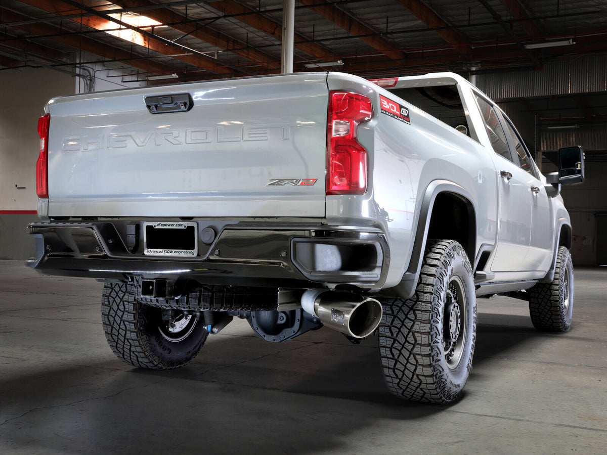 Large Bore-HD 5 Inch 409 Stainless Steel Dpf-Back Exhaust System w/ Tip GM Diesel Trucks 24-26 V8-6.6L (td) L5P aFe Power-2