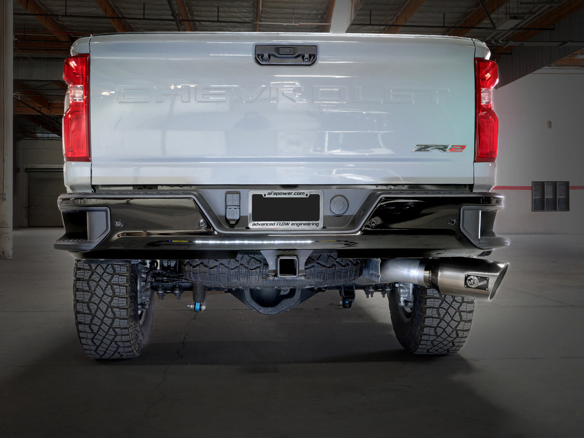 Large Bore-HD 5 Inch 409 Stainless Steel Dpf-Back Exhaust System w/ Tip GM Diesel Trucks 24-26 V8-6.6L (td) L5P aFe Power-3