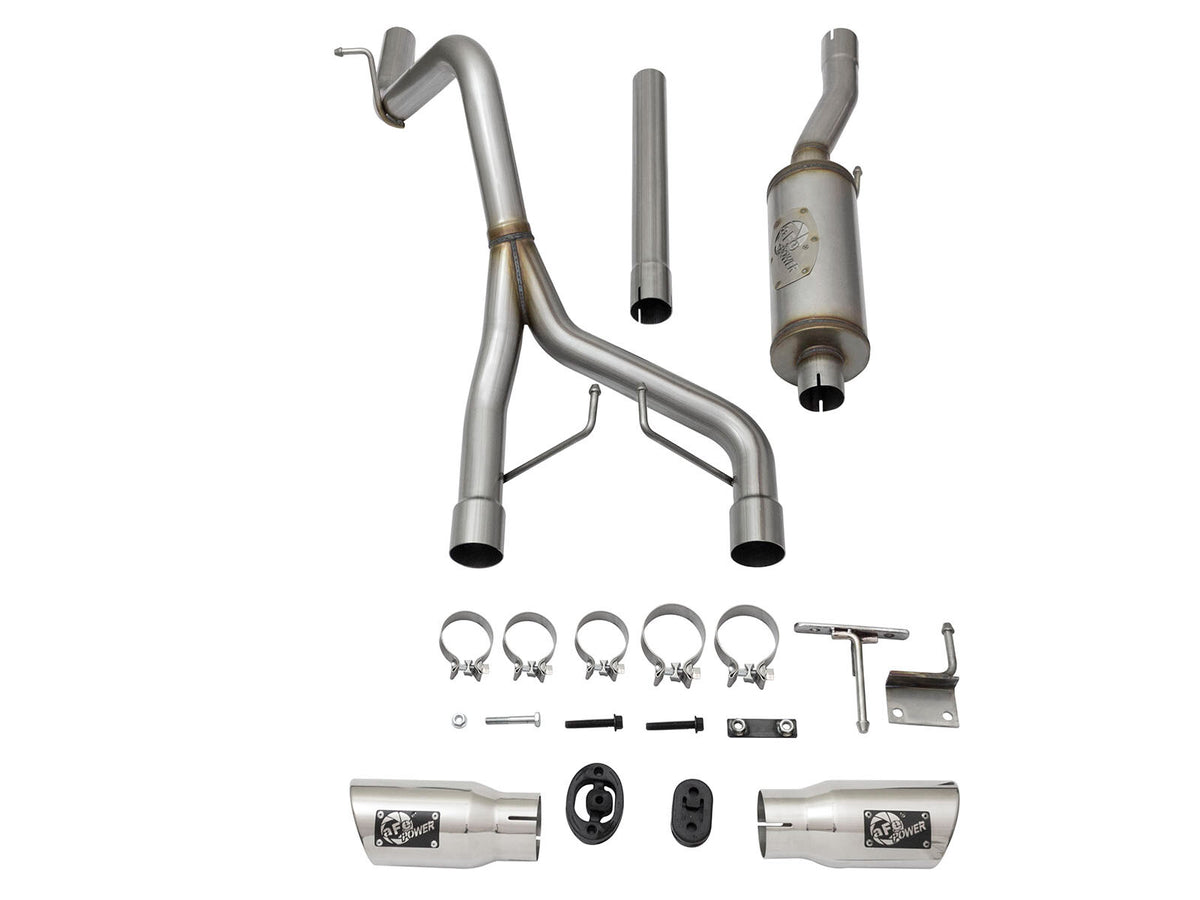 Rebel Series 2-1/2 Inch 409 Stainless Steel Cat-Back Exhaust System w/Polished Tip Jeep Wrangler (JK) 2/4 Door 07-18 V6-3.6L/3.8L aFe Power-6