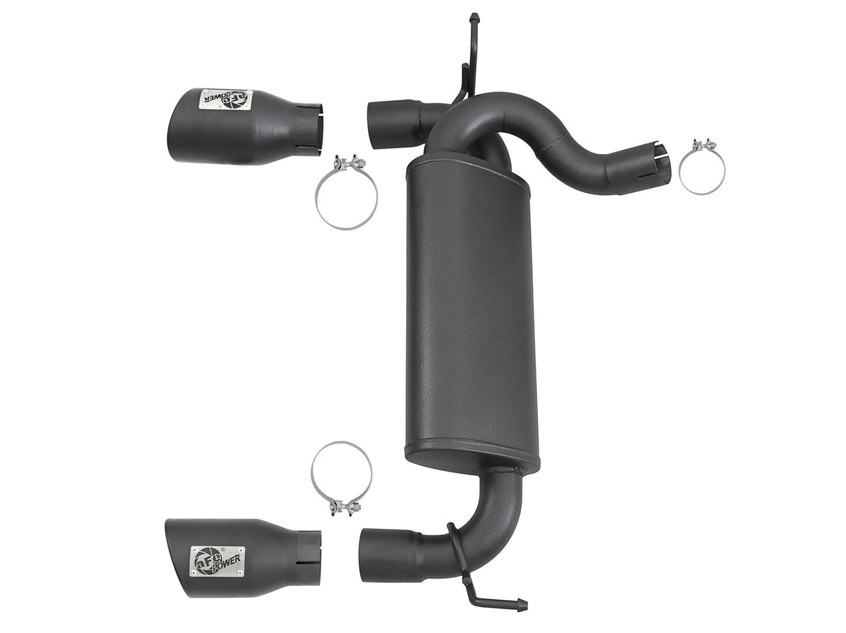Rebel Series 2-1/2 Inch 409 Stainless Steel Axle-Back Exhaust System w/ Black Tips Jeep Wrangler (JK) 07-18 V6-3.6L/3.8L aFe Power-3