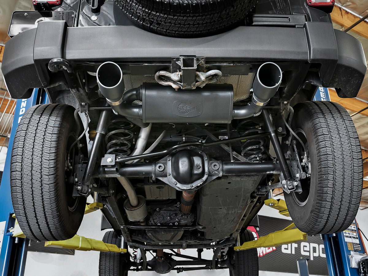 Rebel Series 2-1/2 Inch 409 Stainless Steel Axle-Back Exhaust System w/ Black Tips Jeep Wrangler (JK) 07-18 V6-3.6L/3.8L aFe Power-4