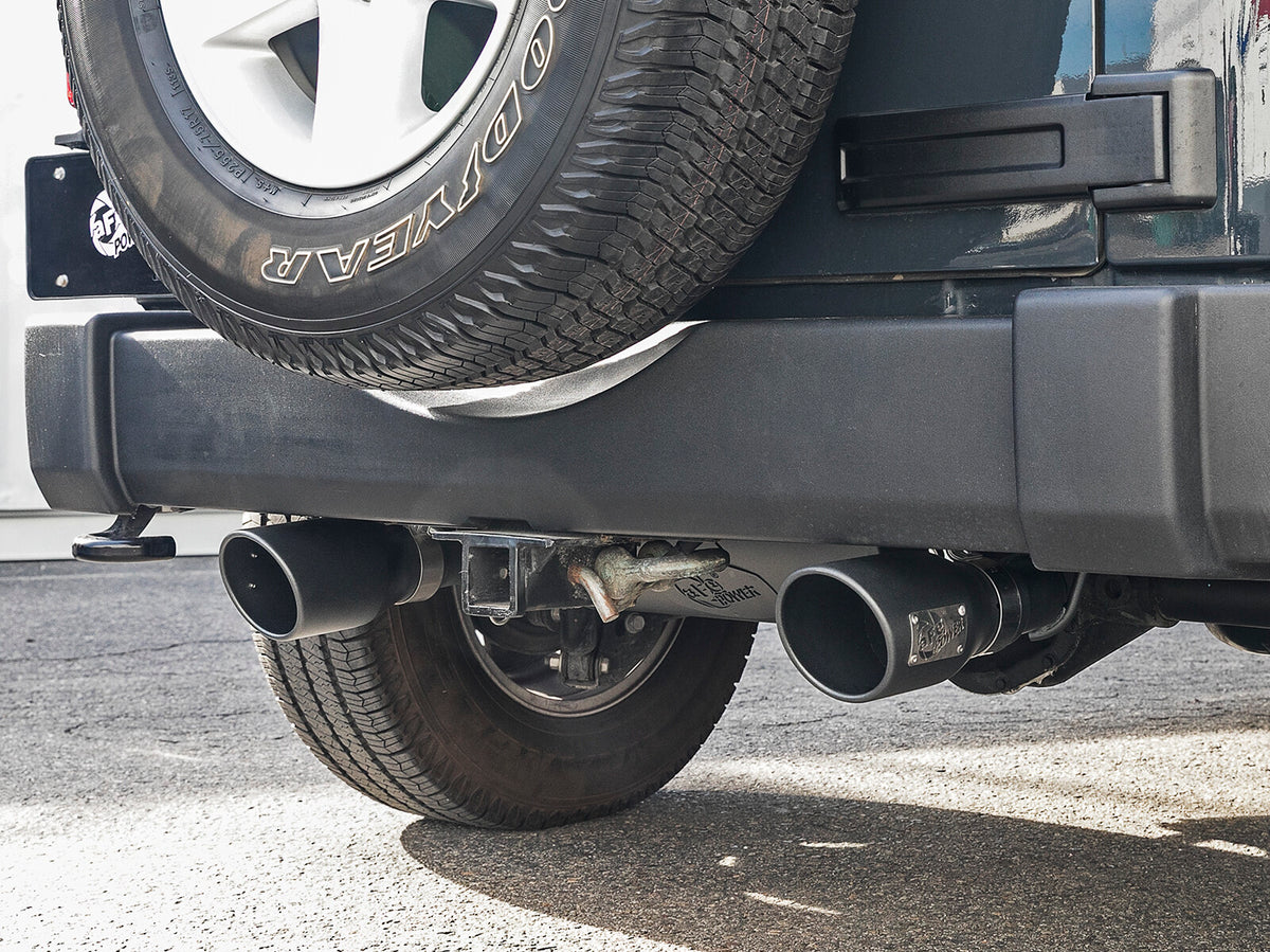 Rebel Series 2-1/2 Inch 409 Stainless Steel Axle-Back Exhaust System w/ Black Tips Jeep Wrangler (JK) 07-18 V6-3.6L/3.8L aFe Power-6
