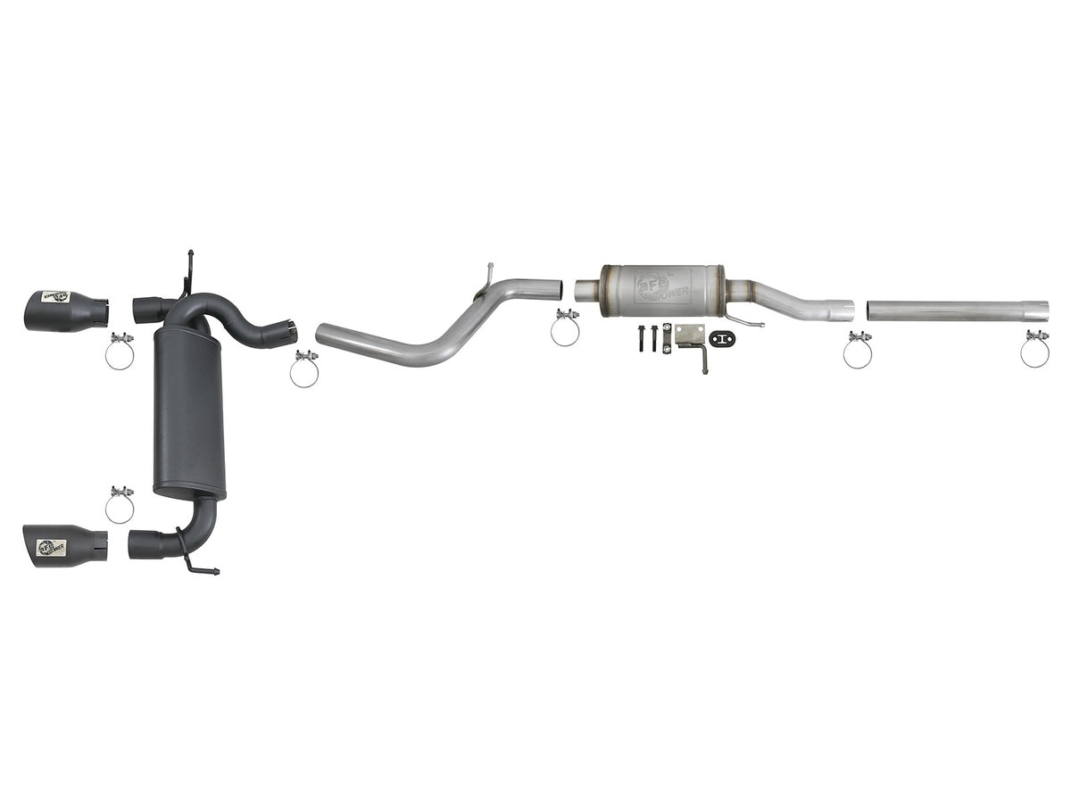 Rebel Series 2-1/2 Inch 409 Stainless Steel Cat-Back Exhaust System w/ Black Tips Jeep Wrangler (JK) 07-18 V6-3.6L/3.8L aFe Power-4